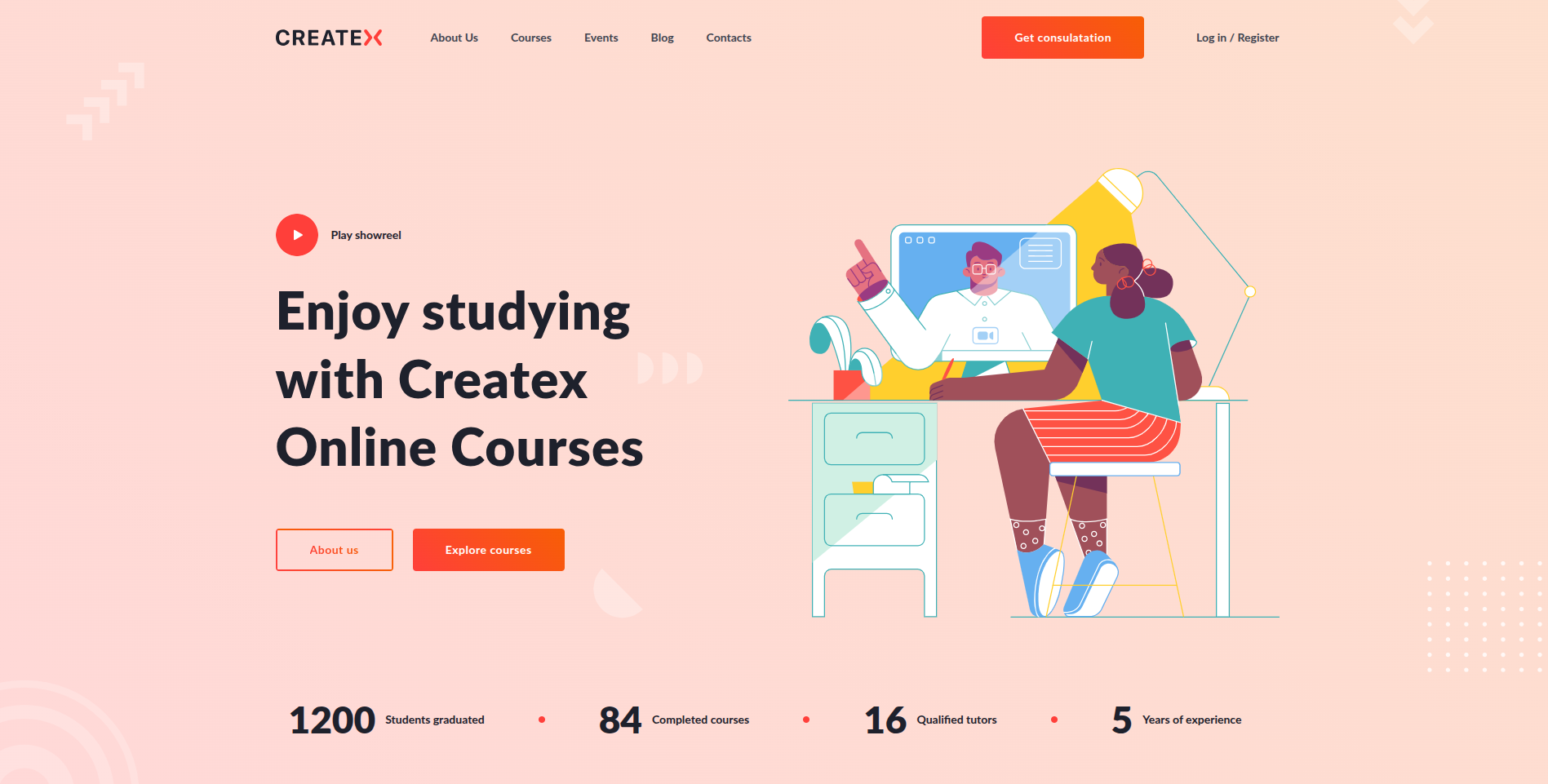 Односторінковий сайт для онлайн курсів від Createx